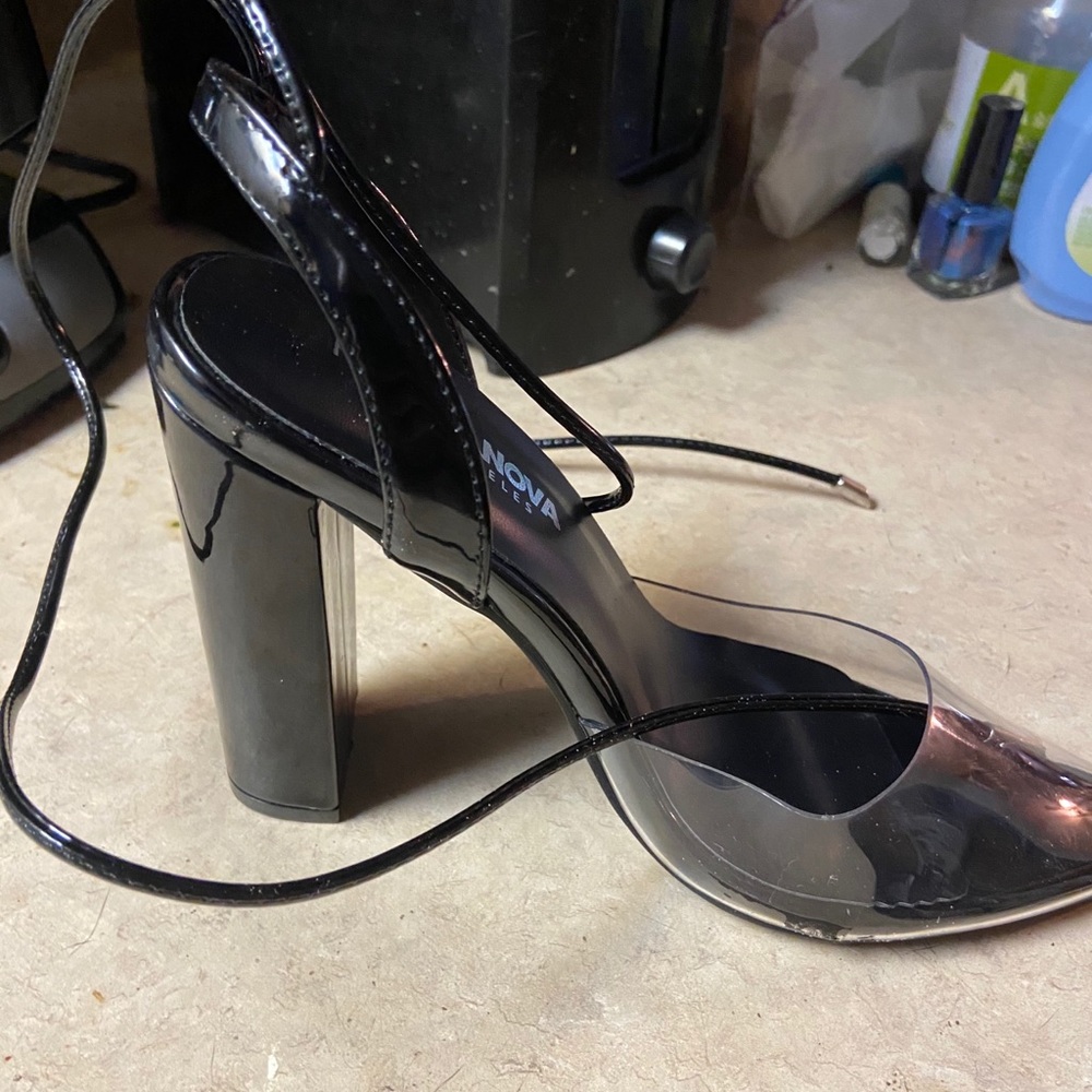 Fashion Nova Black/Clear Closed Toed Heel